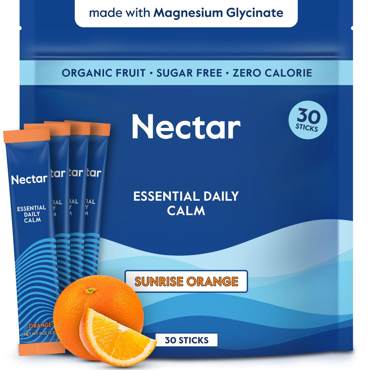 Nectar empaque frontal mostrando sticks y beneficios para relajación