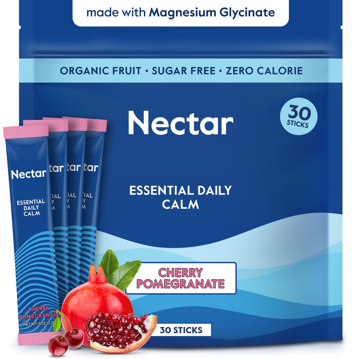 Nectar Calm frente del envase mostrando diseño y beneficios