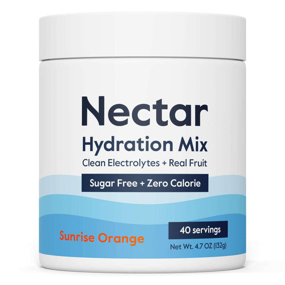 Nectar envase frontal naranja mostrando 40 servicios y beneficio hidratación rápida