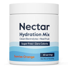 Nectar envase frontal naranja mostrando 40 servicios y beneficio hidratación rápida