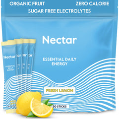 Nectar frente del paquete limón mostrando 30 sobres y beneficios
