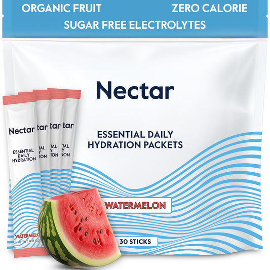Nectar sobre frontal mostrando el empaque y beneficio de hidratación rápida