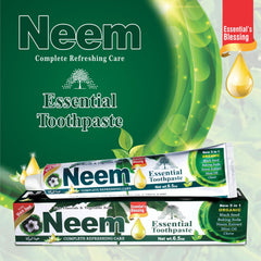 NEEM Essential Toothpaste comparación de tamaño con mano, volumen de 6.53 oz claro