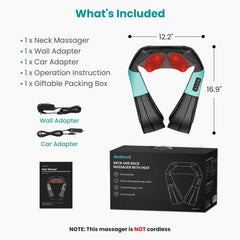 Nekteck panel de controles y etiqueta mostrando opciones de calor y seguridad