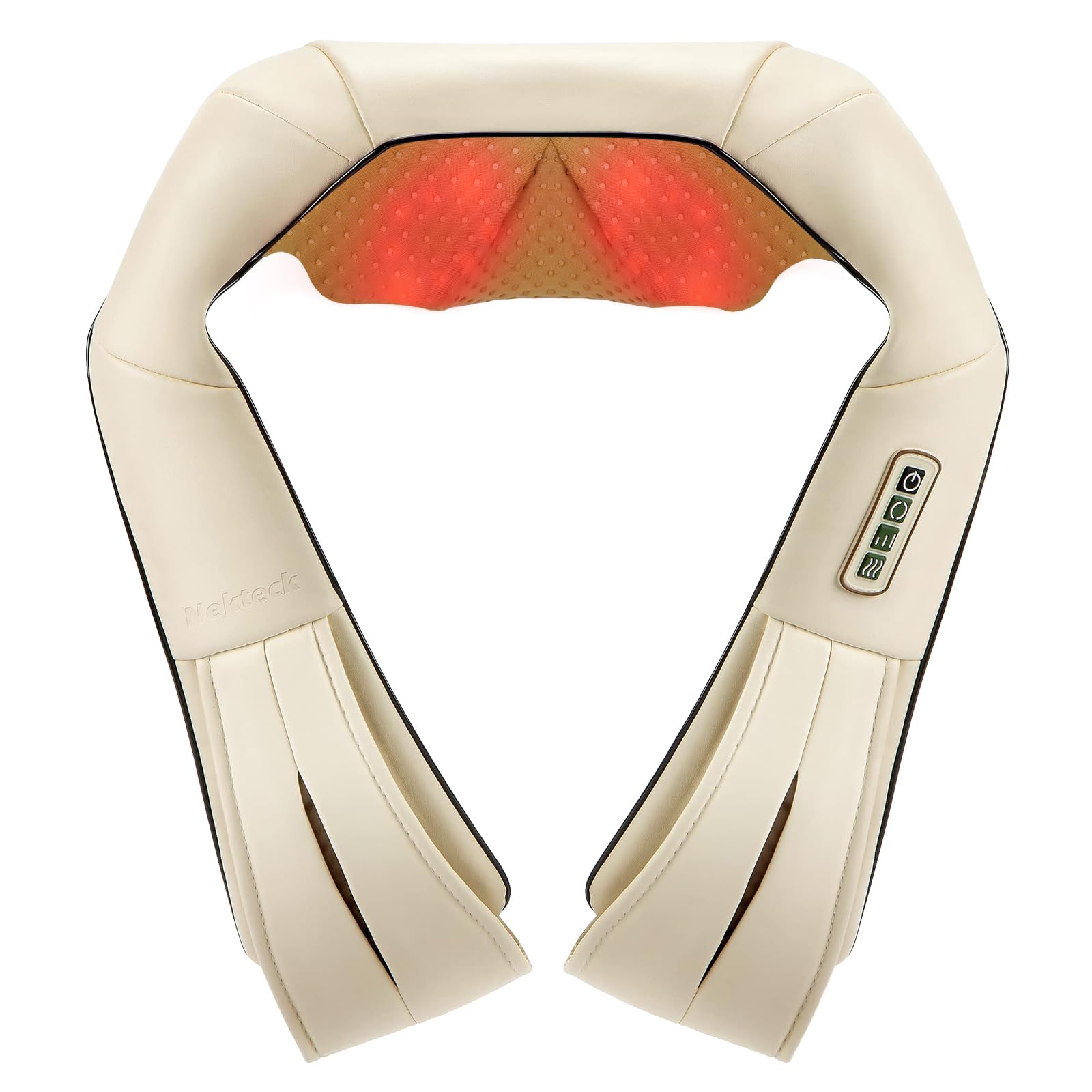 Nekteck vista frontal del masajeador de cuello, diseño compacto y ergonómico