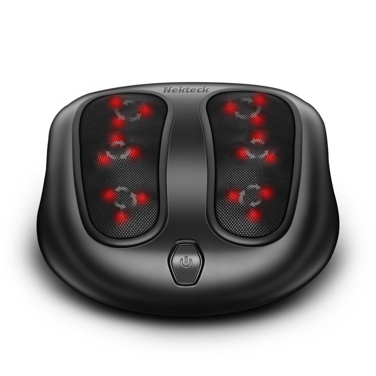 Nekteck vista frontal del masajeador mostrando diseño y beneficios ergonómicos