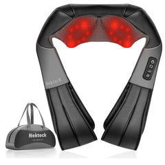 Nekteck vista frontal del masajeador y caja, producto listo para regalo