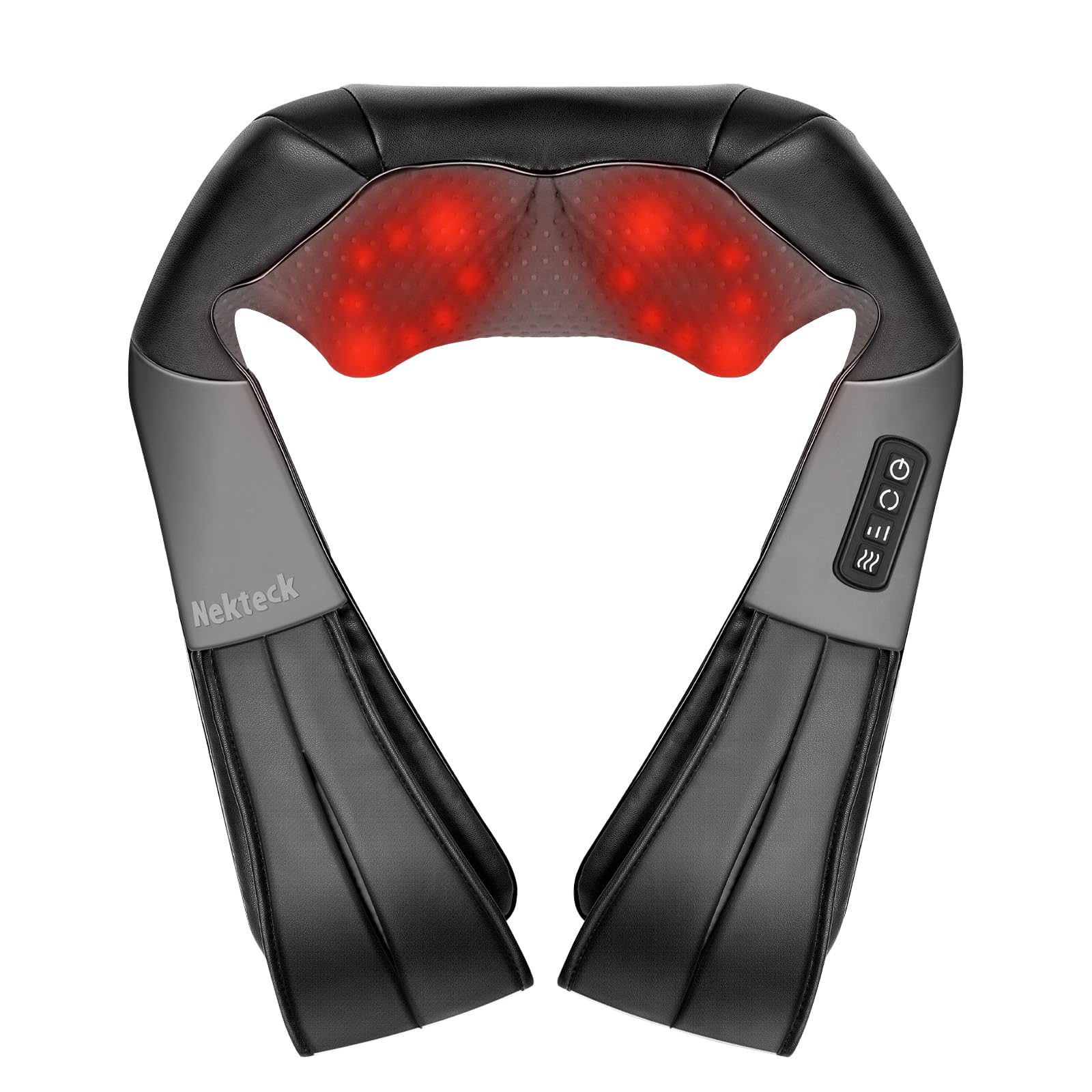 Nekteck vista frontal del masajeador de cuello con diseño ergonómico beneficioso para cuello