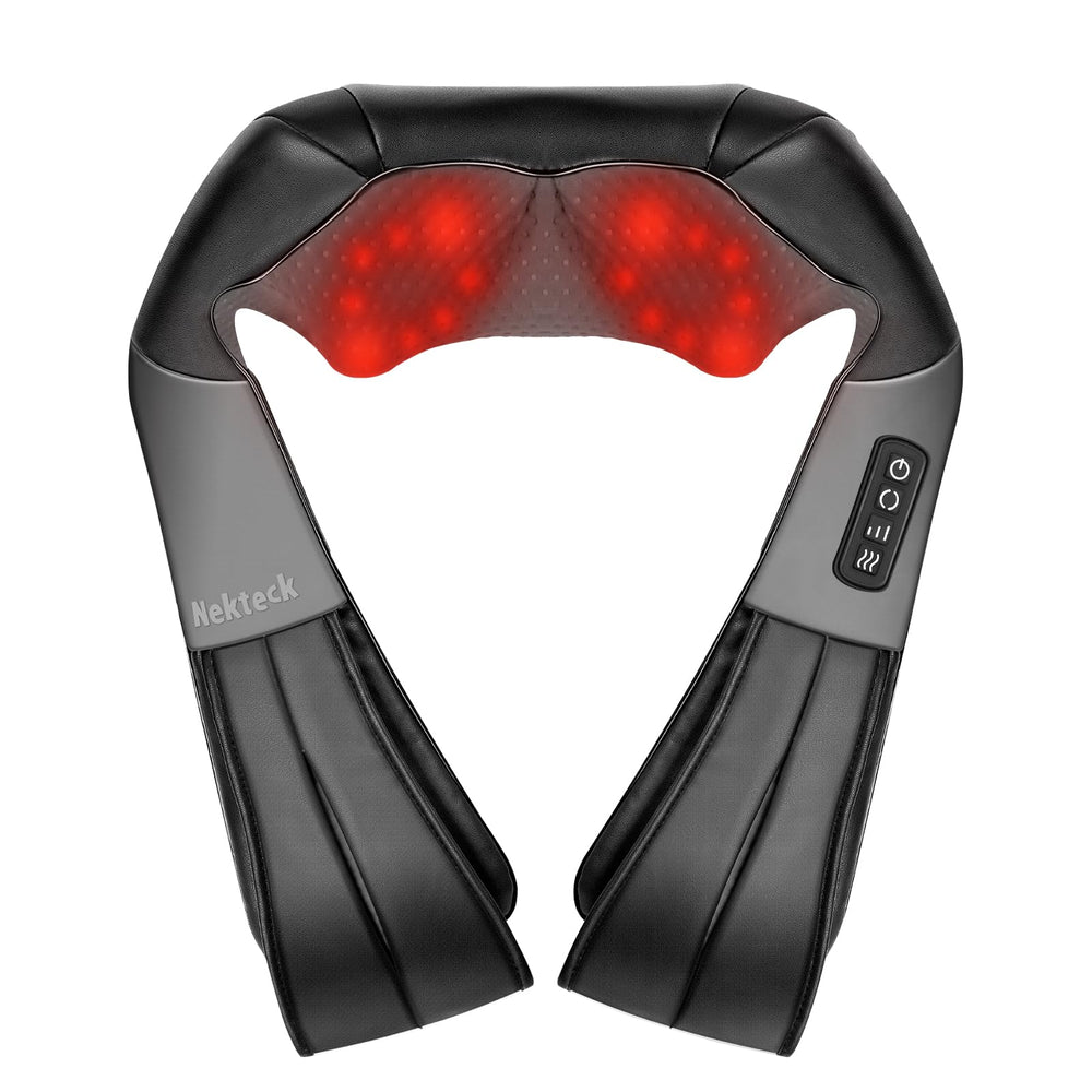 Nekteck vista frontal del masajeador de cuello con diseño ergonómico beneficioso para cuello
