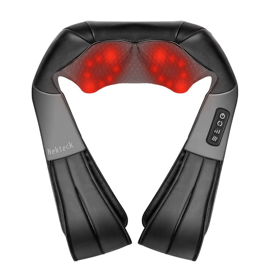 Nekteck vista frontal del masajeador de cuello con diseño ergonómico beneficioso para cuello