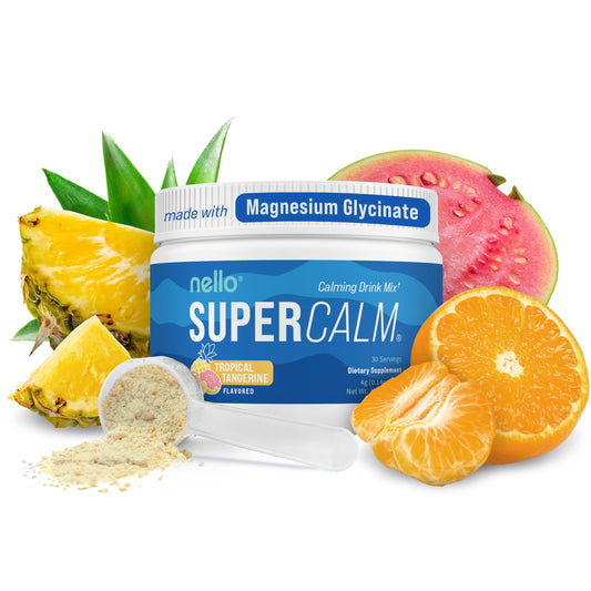 Nello frente de lata Tropical Tangerine mostrando etiqueta y beneficios