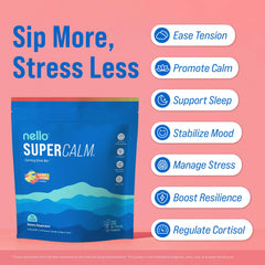Nello Supercalm polvo en cuchara mostrando textura fina y mezcla homogénea