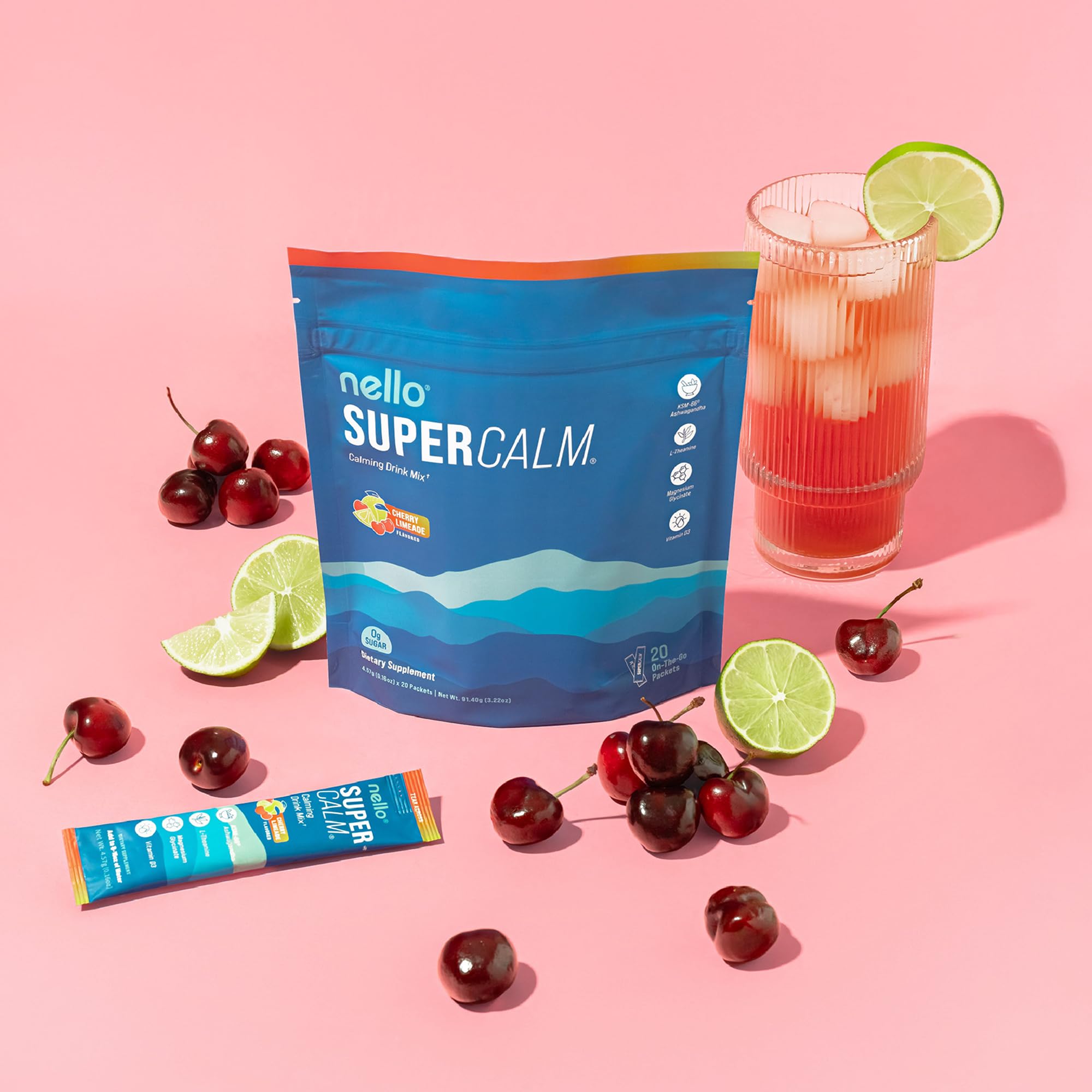 Nello Supercalm vaso preparado cherry limeade listo para beber y relajar