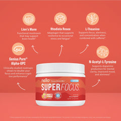 Etiqueta con lista de ingredientes de Nello Superfocus destacando Alpha-GPC