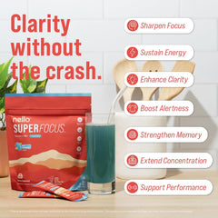 Nello Superfocus bebida en vaso con hielo lista para beber, energía y concentración instantánea