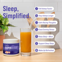 Nello Supersleep polvo textura en primer plano mostrando mezcla fina y disolución rápida