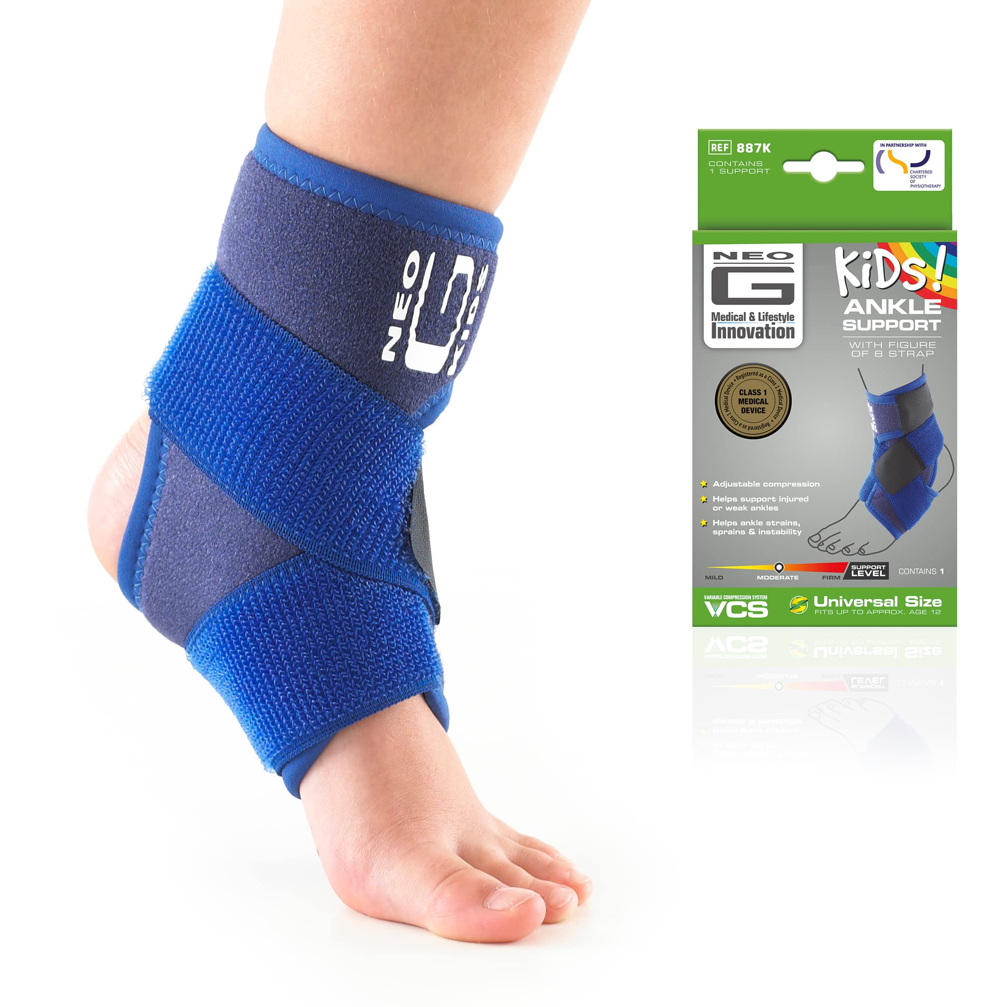 Neo-G tobillera frontal mostrando ajuste y soporte para protección