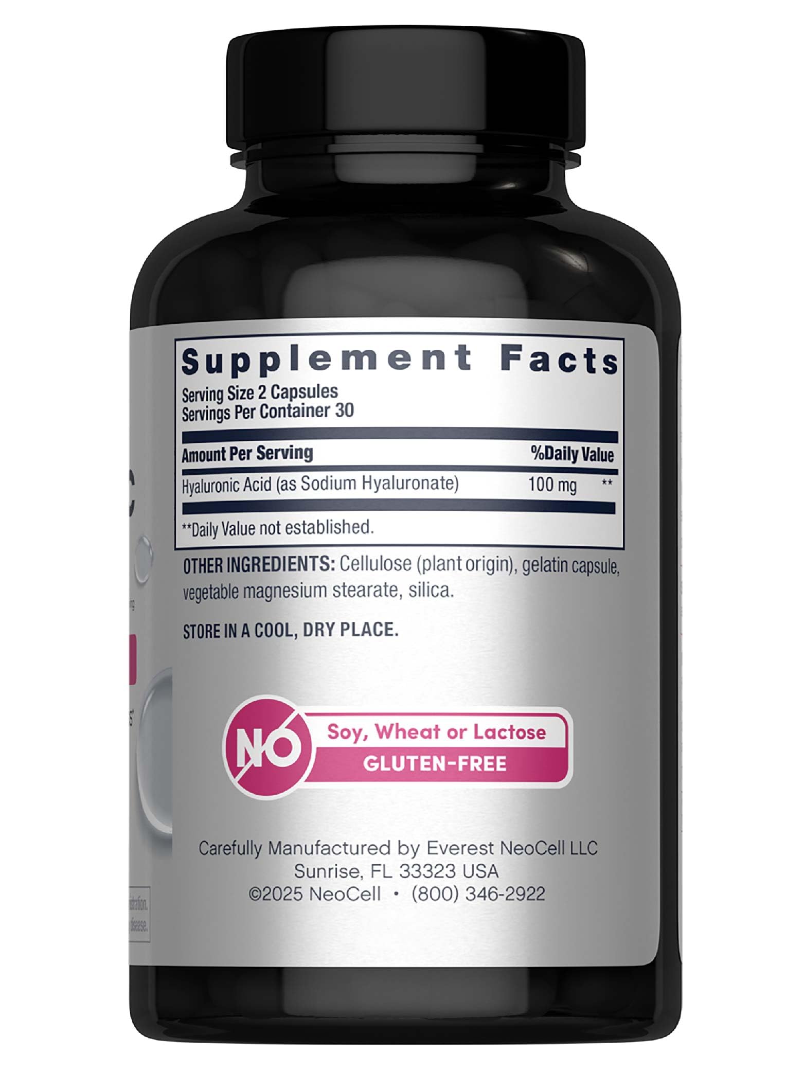 NeoCell etiqueta lateral con lista de ingredientes clara y beneficios