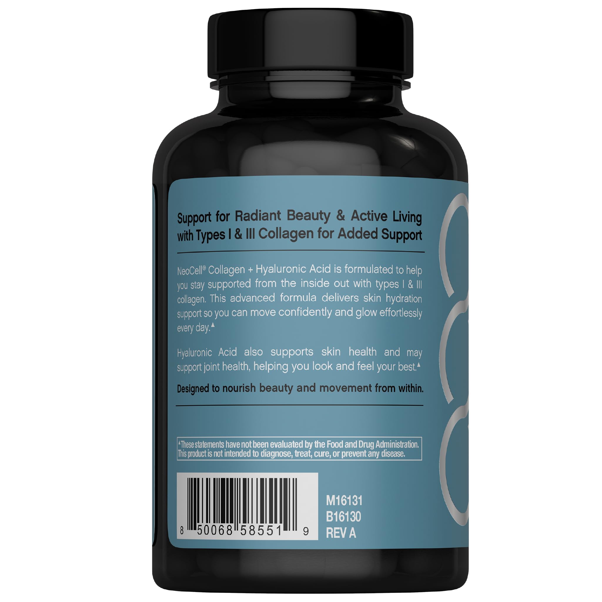 NeoCell etiqueta con ingredientes clave y aporte de colágeno
