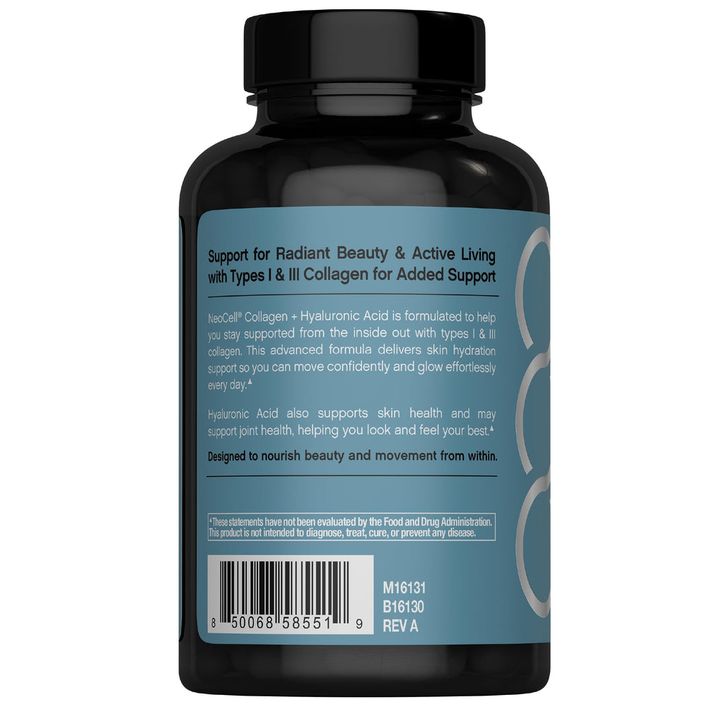 NeoCell etiqueta con ingredientes clave y aporte de colágeno