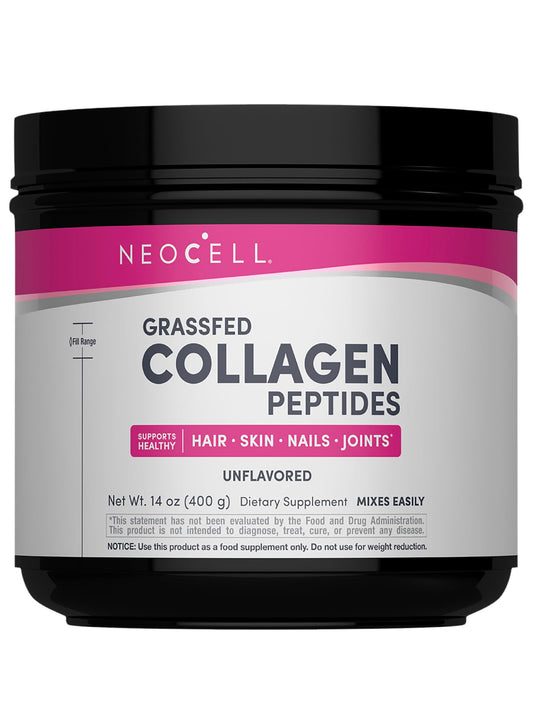 NeoCell empaque frontal mostrando colágeno sin sabor, práctico y versátil