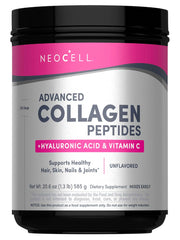 NeoCell envase frontal mostrando colágeno en polvo y beneficios visibles