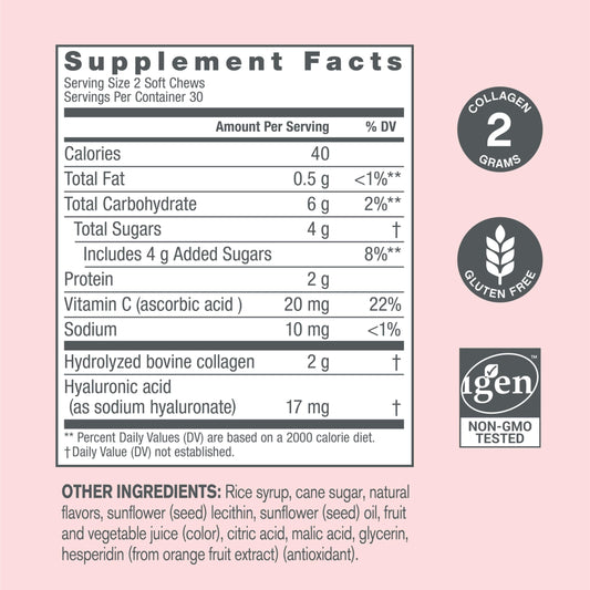 NeoCell Collagen Beauty Soft Chews close-up highlights chewy texture.