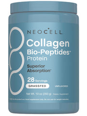 NeoCell Colágeno Bio-Peptidos: botella para uso diario y soporte de hidratación.