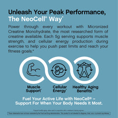 NeoCell cucharada medidora con polvo resaltando dosis precisa y cómoda
