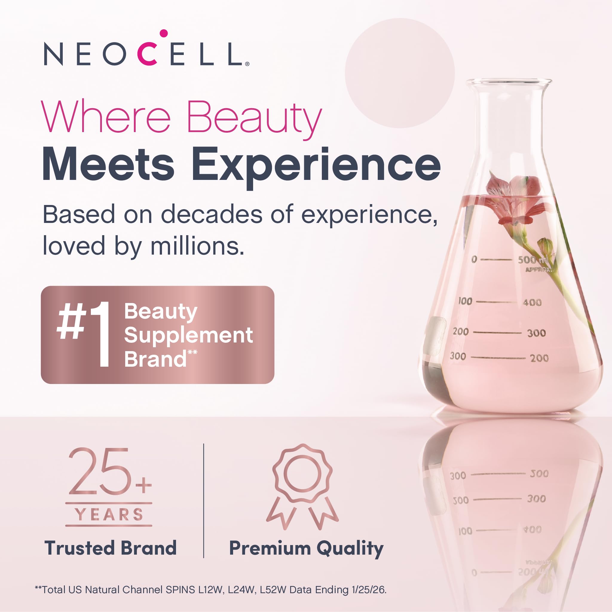 Envase NeoCell junto a objetos para comparar tamaño y porciones diarias