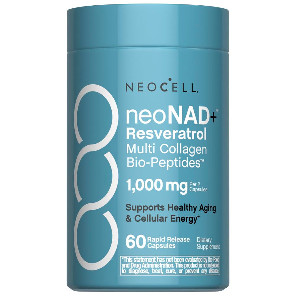 NeoCell frasco frontal mostrando la marca y beneficios visibles