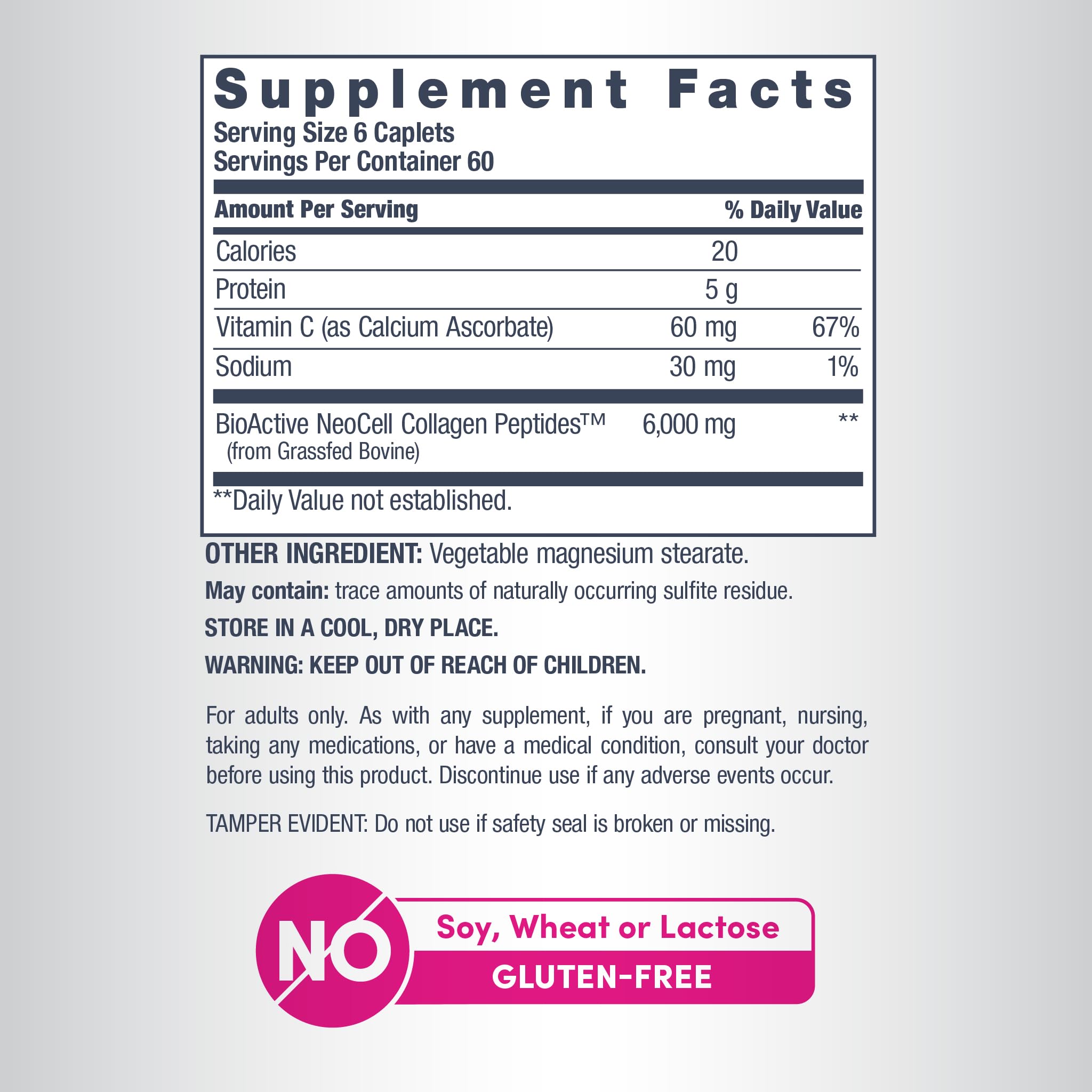 NeoCell ingredientes: colágeno y vitamina C mostrando apoyo antioxidante