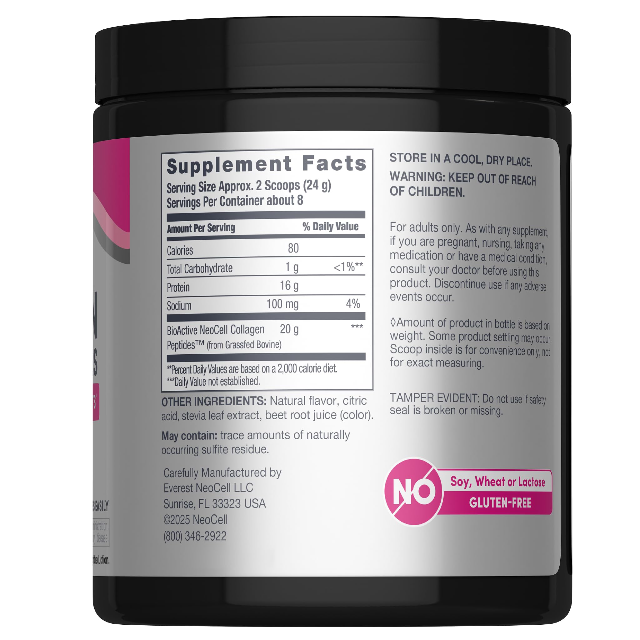 NeoCell péptidos de colágeno mezcla en bebida para uso diario