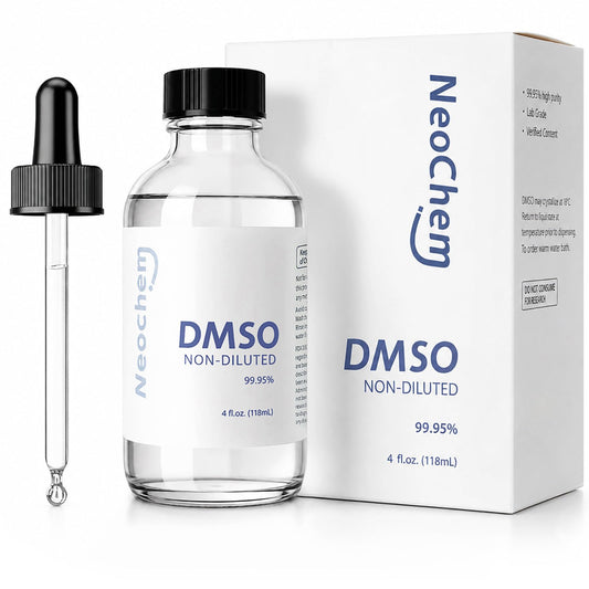 NeoChem frasco frontal con gotero, presentación profesional y control de dosificación