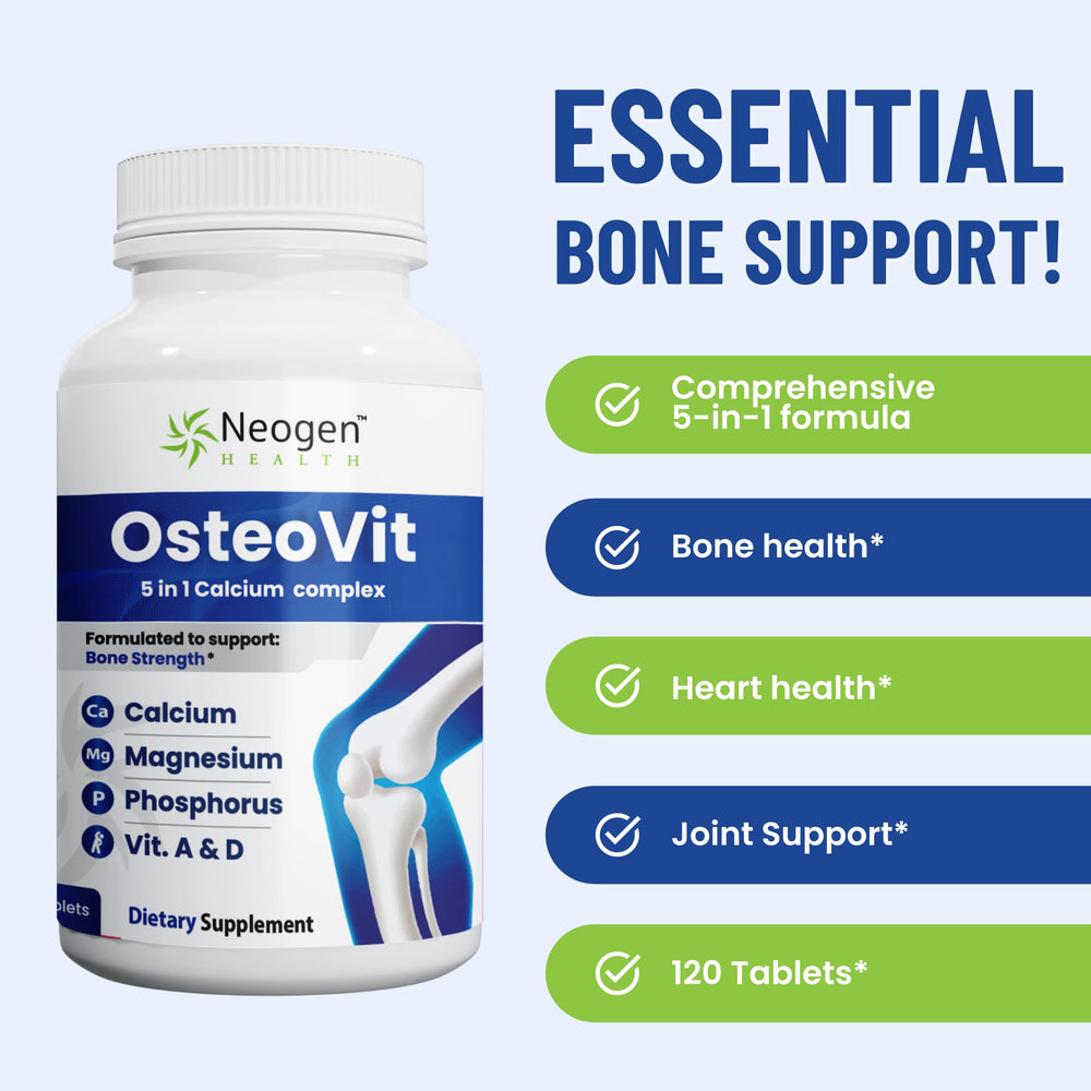 Neogen Health minerales y vitaminas clave sobre fondo neutro