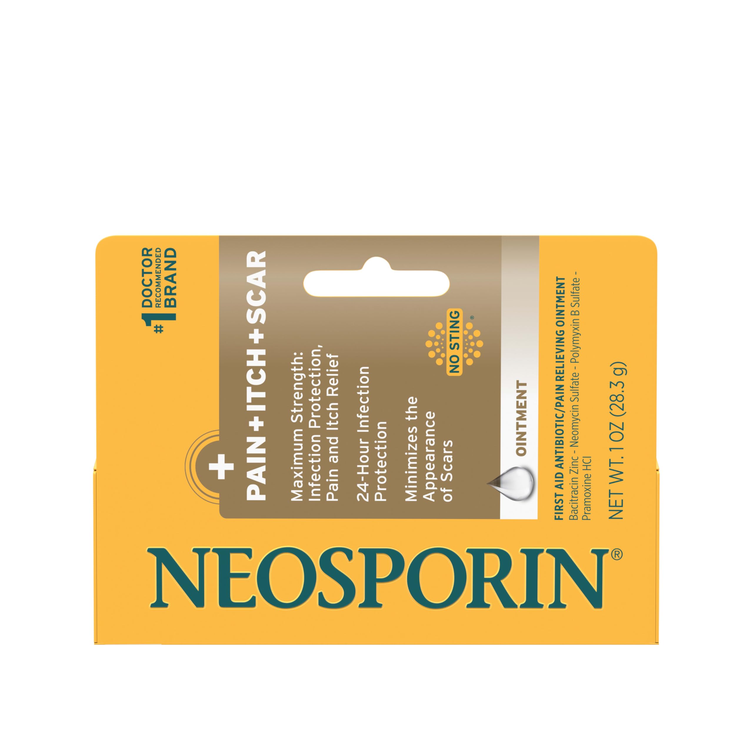 Neosporin detalle que resalta HeliDerm para cicatrización saludable