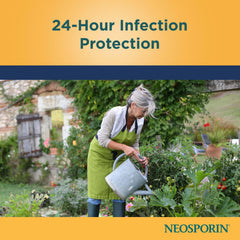 Neosporin textura en dedo que ilustra aplicación suave y alivio inmediato