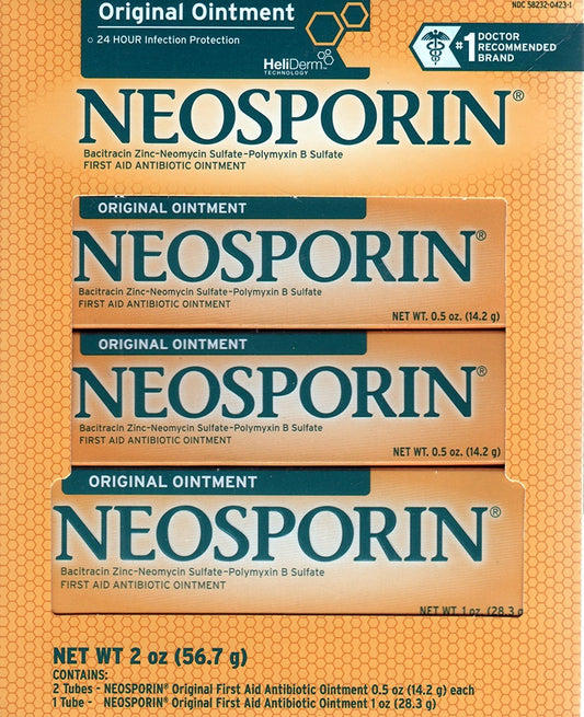 Neosporin tubo frontal 2 oz mostrando diseño y fácil aplicación para protección de heridas