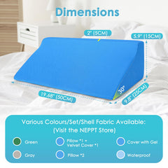 NEPPT cuña en uso sobre cama mostrando apoyo en espalda y facilidad para girar paciente