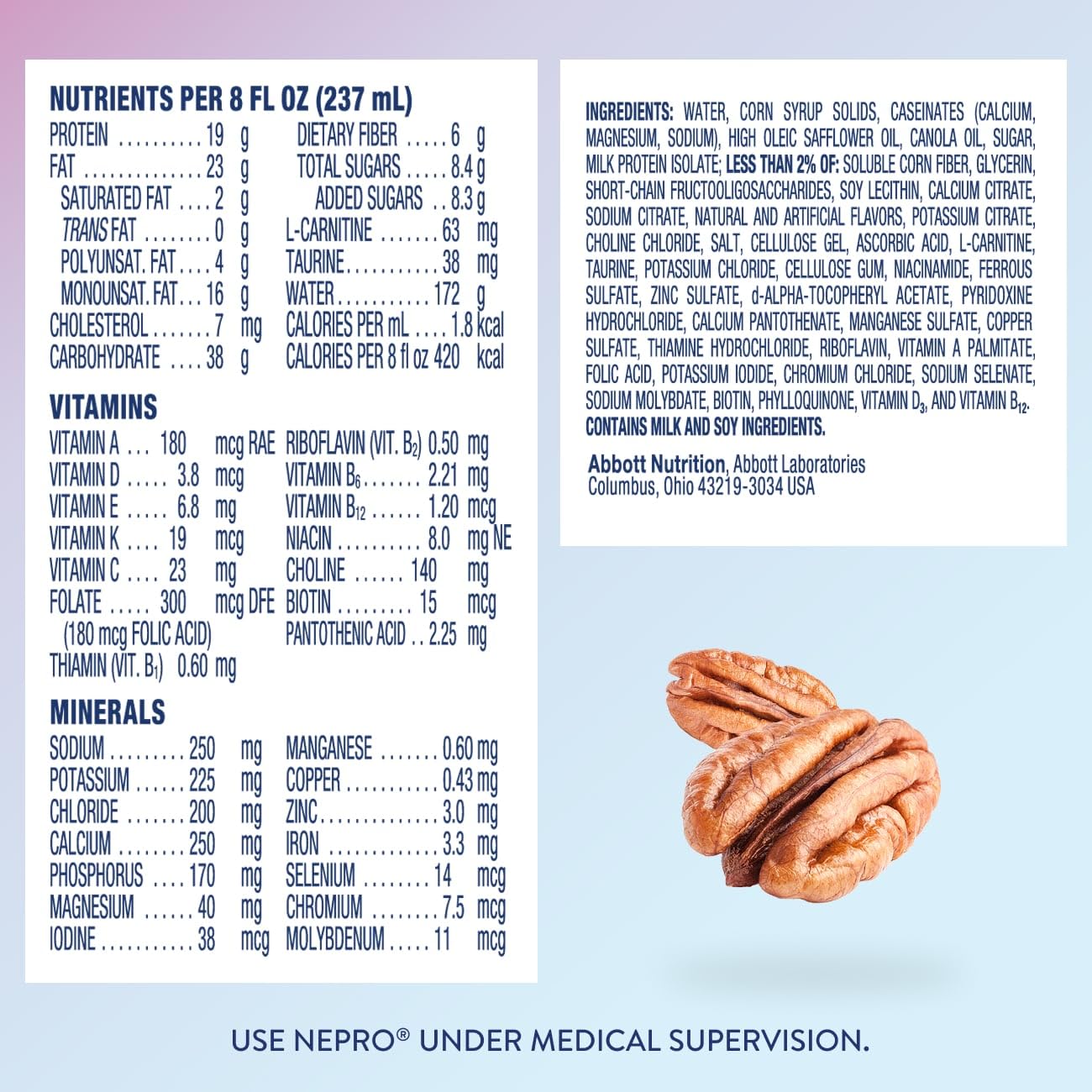 Nepro Butter Pecan vertido en vaso como parte de una receta aprobada