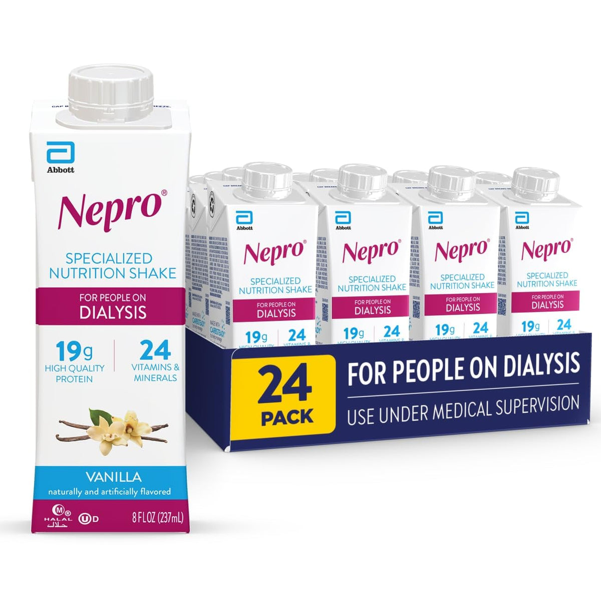 Nepro Vainilla frente del envase mostrando marca y tamaño, fácil transporte