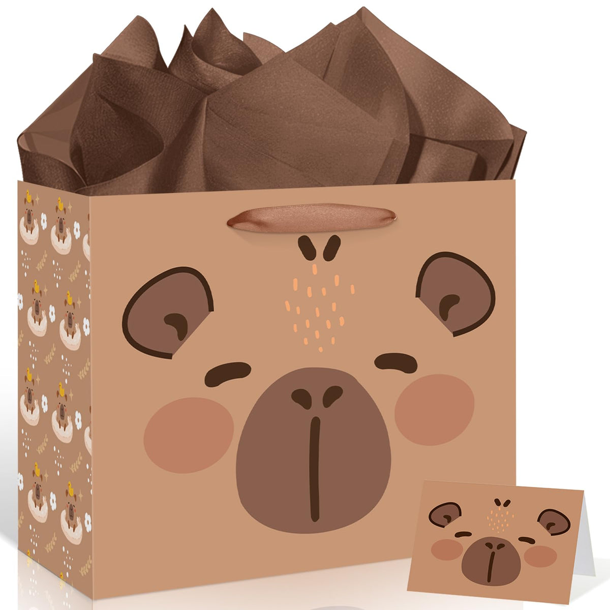 Neptniopllab bolsa frontal con capybara, presentación lista para regalar