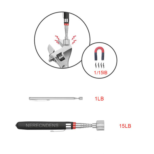 NERECNDENS varilla magnética 1 lb plegada mostrando portabilidad y alcance corto