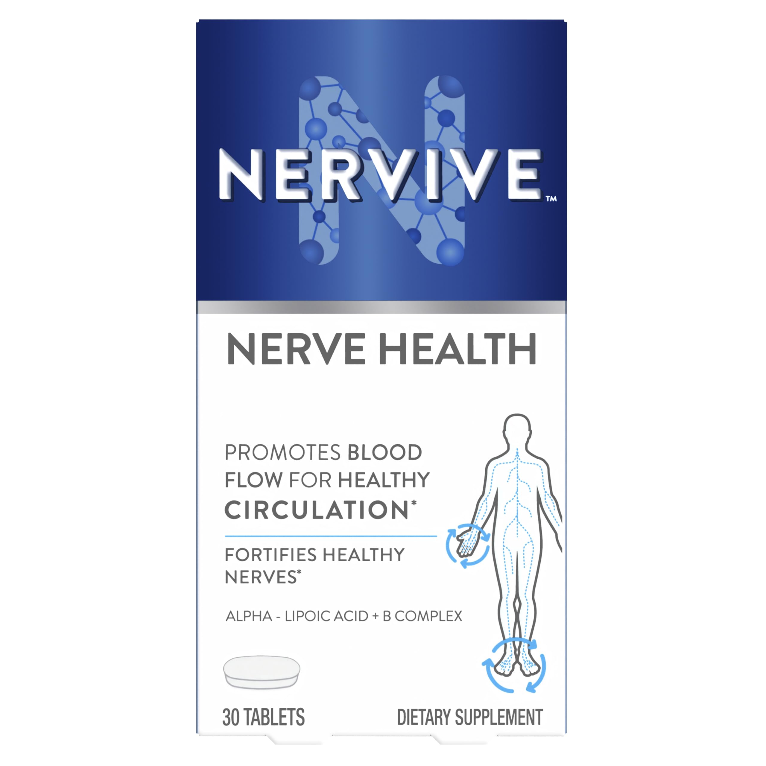 Nervive envase frontal muestra la presentación y beneficio de un mes