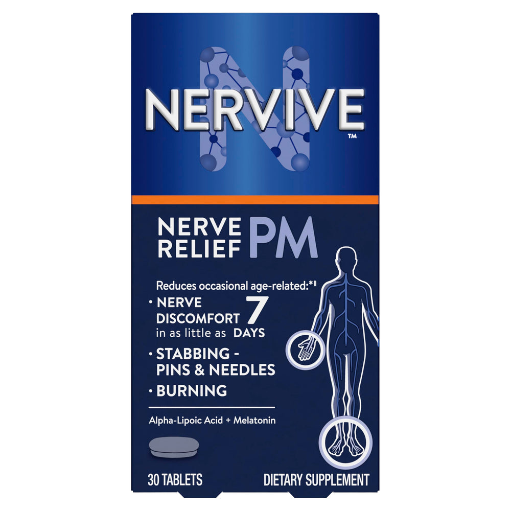 Nervive frente del envase mostrando suplemento nocturno y beneficios