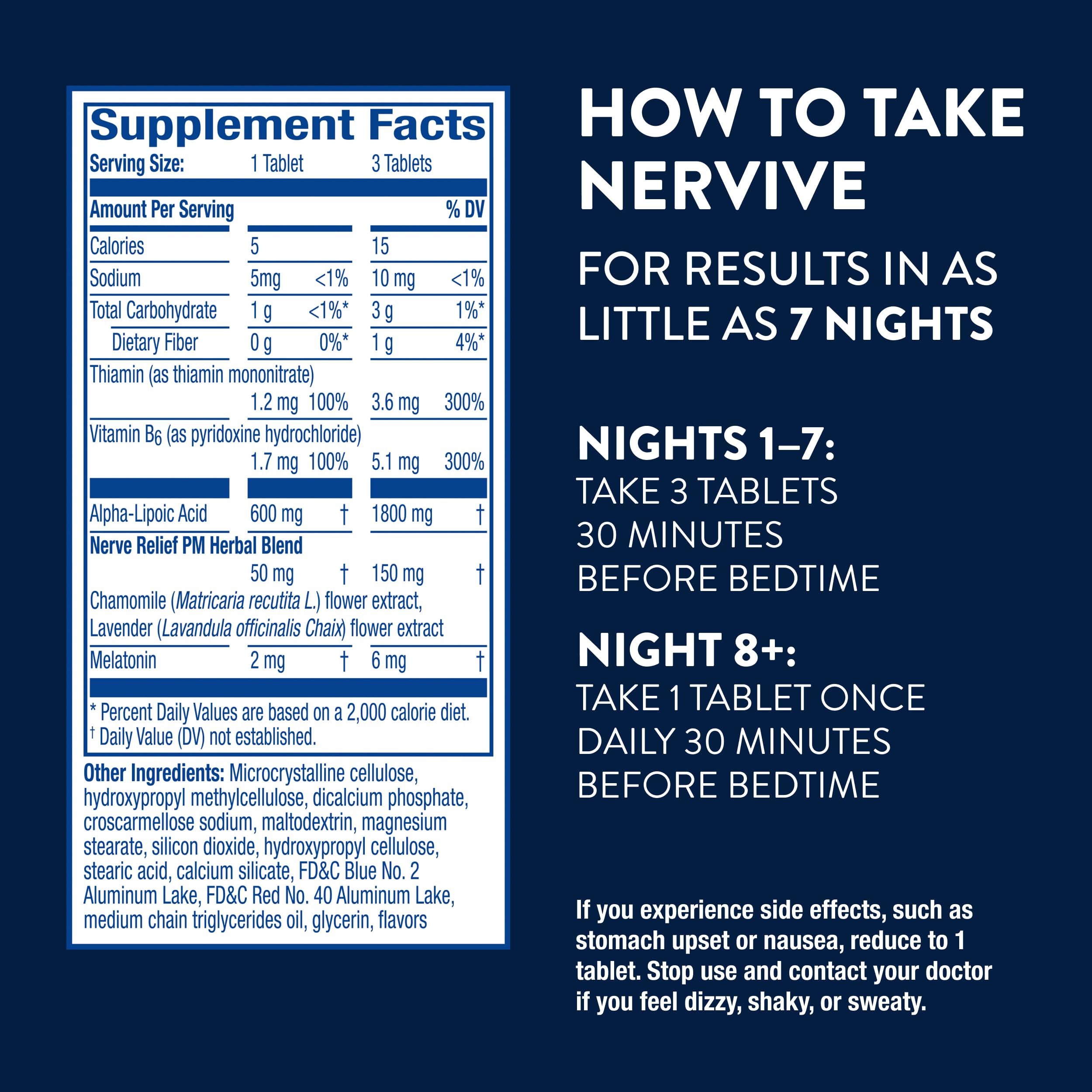 Nervive tabletas en la mano para visualizar la dosis nocturna