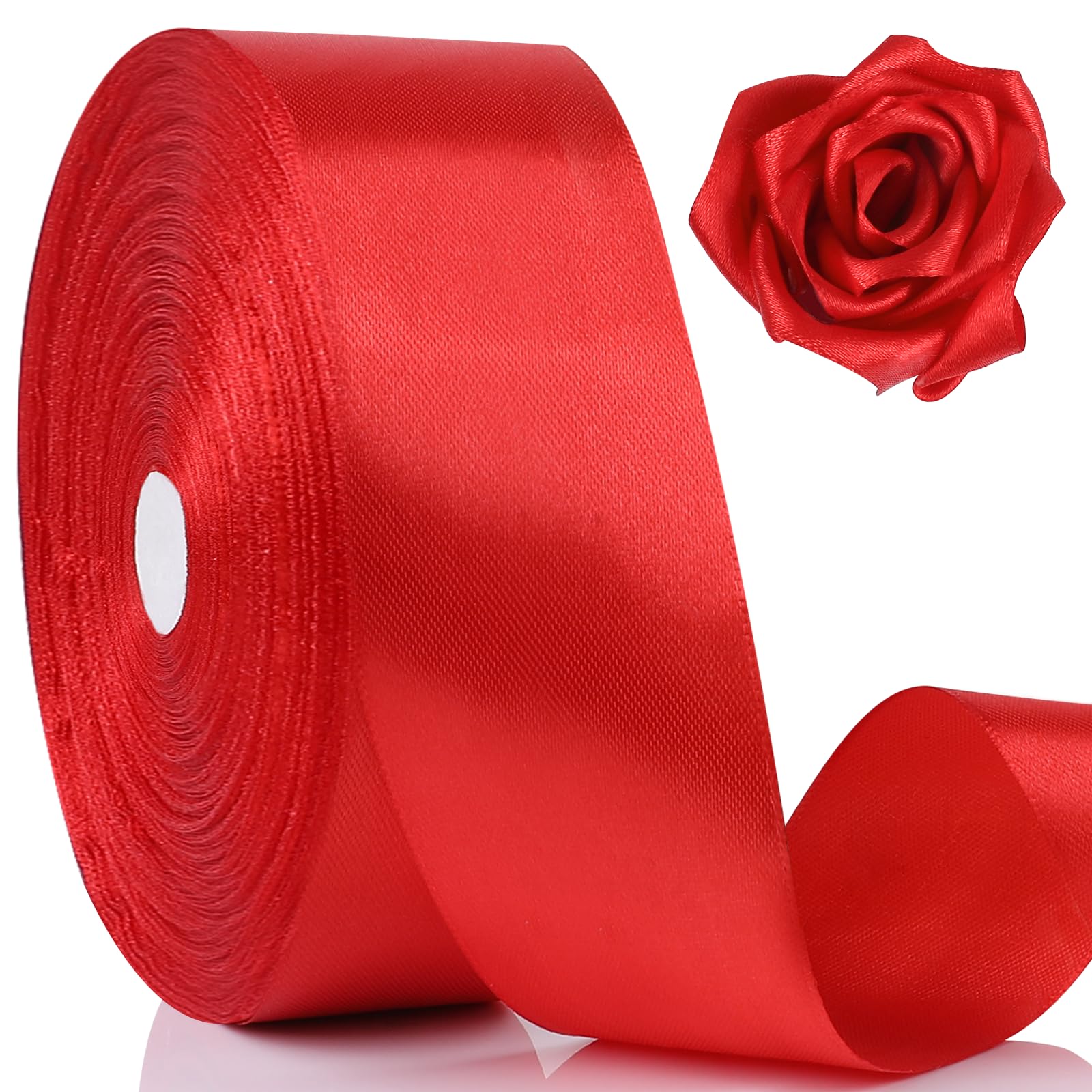 NESCCI cinta satén rollo frontal mostrando brillo y largo práctico