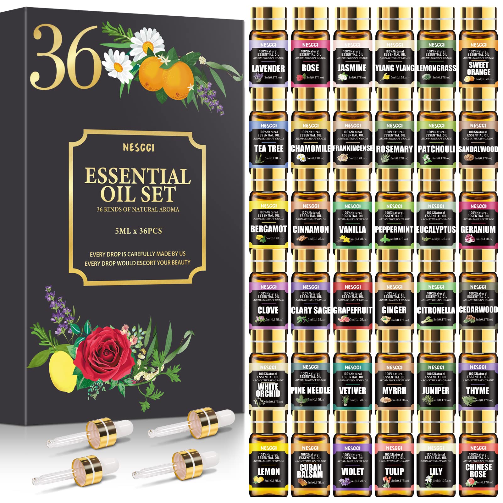 NESCCI set frontal con 36 botellas, variedad aromática instantánea