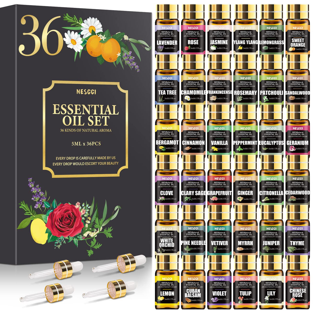 NESCCI set frontal con 36 botellas, variedad aromática instantánea