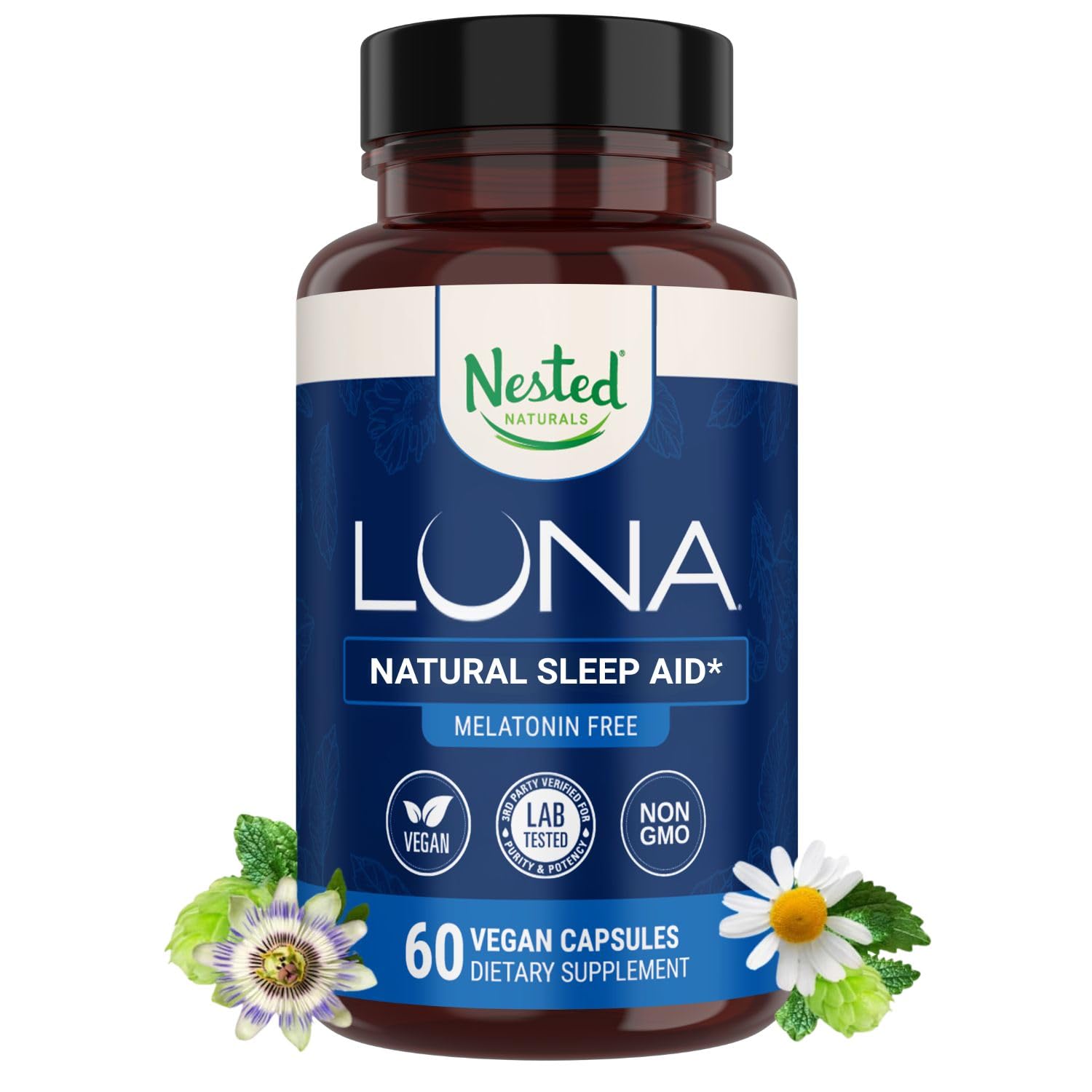 Nested Naturals envase Luna frente mostrando diseño y beneficios